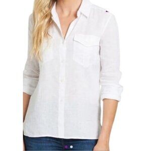 Untuckit Vitoria White Relaxed Size 18 Linen Button Up NWT Long Sleeve Pockets S